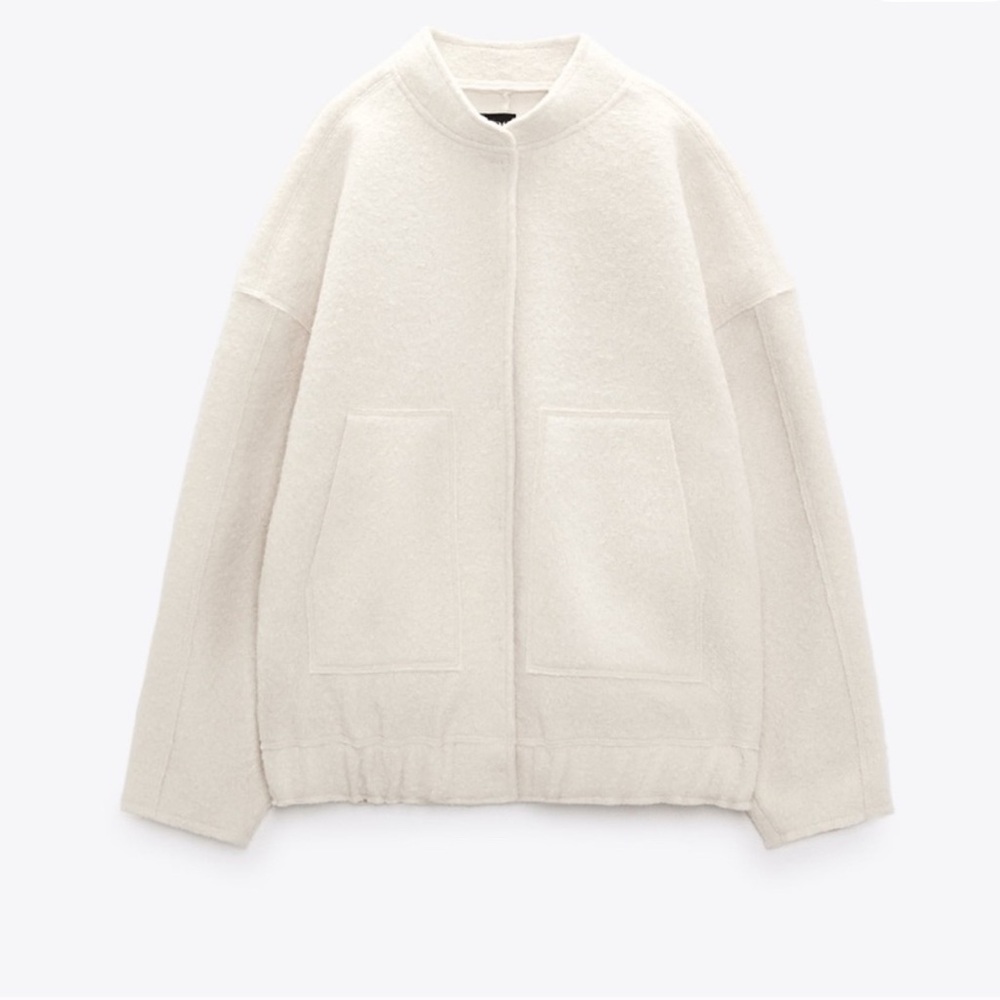 Zara Cream/white bomber Jacket